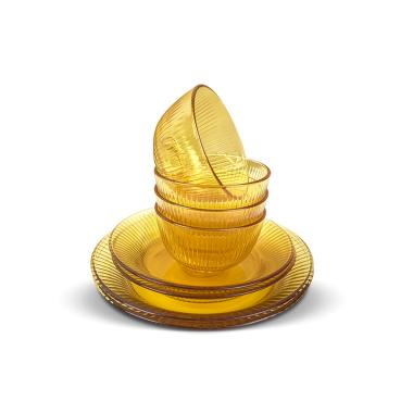 美國(guó)康寧SNAPWARE晶尊餐具系列琥珀色精致餐具8件套