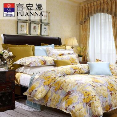 富安娜純棉斜紋四件套水墨菁華