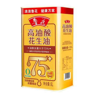魯花高油酸花生油5S物理壓榨5L鐵罐裝